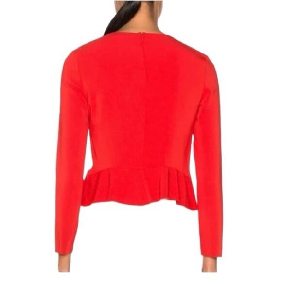 A.L.C. Women's Ann Top Size 6 Cherry Red Crepe Peplum Back Zipper - Picture 12 of 12